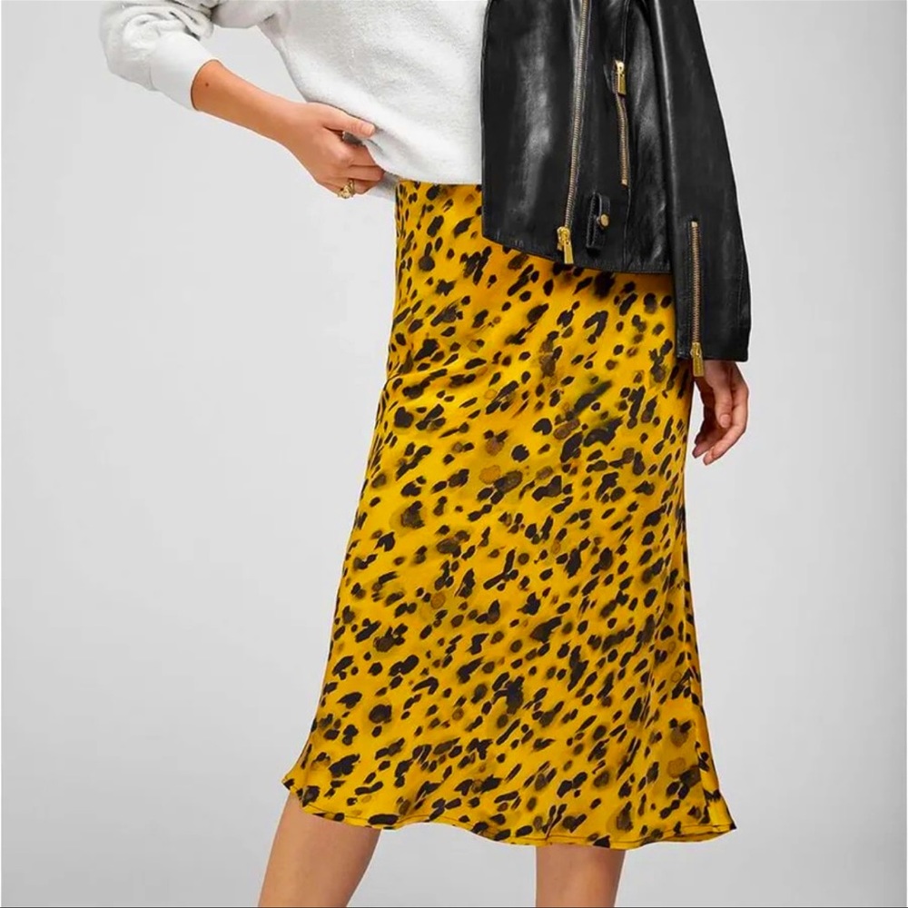 ANINE BING GOLDEN LEOPARD SLIP SKIRT
